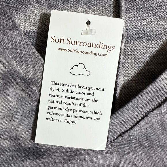 NWT Soft Surroundings Long Sleeve V Neck Gray/White Ombre Shirt Women's Medium - Picture 5 of 9